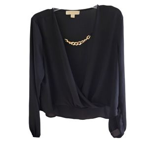 Nicky Minaj Black plunge high low top with chain